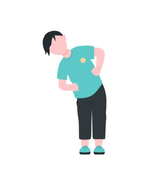 Beden eğitimi dersindeki anaokulu çocuğu. Yüzü olmayan düz renk vektörü. Fiziksel aktivite. Çocuklar için anaokulu egzersizleri web grafik tasarımı ve animasyonu için izole edilmiş çizgi film çizimleri