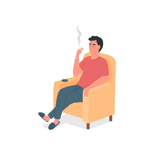 Homem Fumante Vetor Cor Plana Caráter Detalhado Tipo Com Cigarro — Vetor de Stock