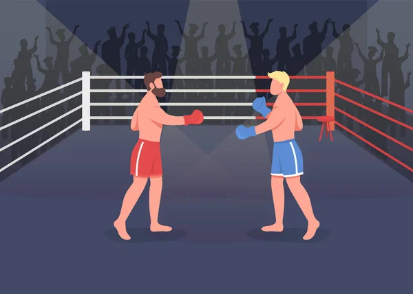 Evento Boxe Ilustração Vetorial Cor Plana Dois Profissionais Fortes Lutando — Vetor de Stock