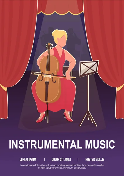 Flache Vektorvorlage Für Instrumentalmusik Poster Melodieführung Mit Orchester Broschüre Booklet — Stockvektor