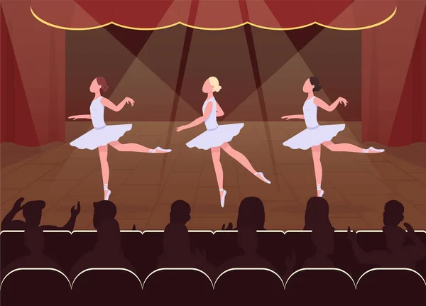 Ballet Danza Noche Plana Vector Color Ilustración Hermoso Evento Perfomance — Archivo Imágenes Vectoriales