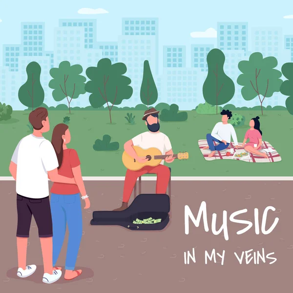 Music Veins Social Media Post Mockup Life Hobby Phrase Web Stock Vector