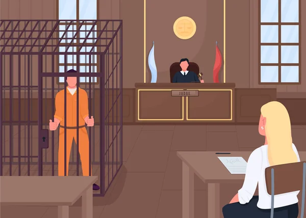 Illustration Vectorielle Couleur Plate Palais Justice Juge Avocat Écoute Qui — Image vectorielle