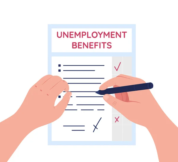 Desemprego Benefícios Conceito Plano Vetor Ilustração Seguro Assistência Social Documentos — Vetor de Stock