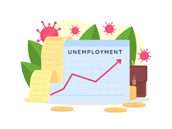 Creșterea Graficului Șomajului Ilustrație Vectorială Concept Plat Rata Pierderii Locurilor — Vector de stoc