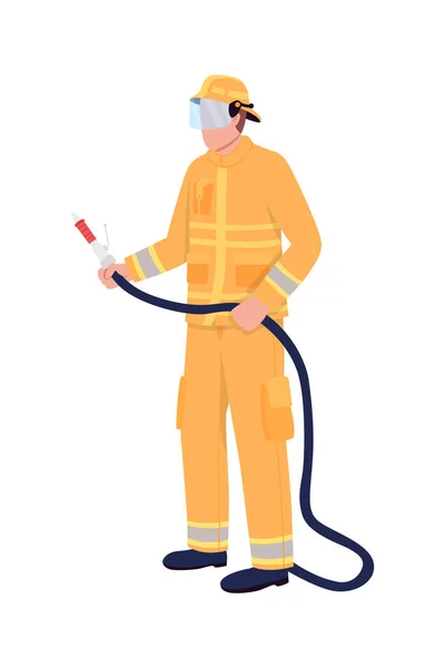 Firefighter Flat Color Vector Faceless Character Fire Safety Emergency Service — Stock Vector