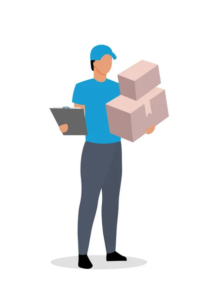 Courier Job Flat Color Vector Faceless Character Deliveryman Important Documents — Stock Vector