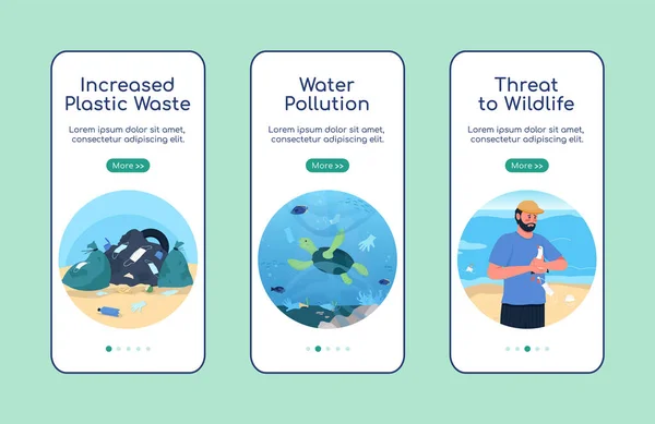 Environmental Pollution Onboarding Mobile App Screen Flat Vector Template Threat — Διανυσματικό Αρχείο