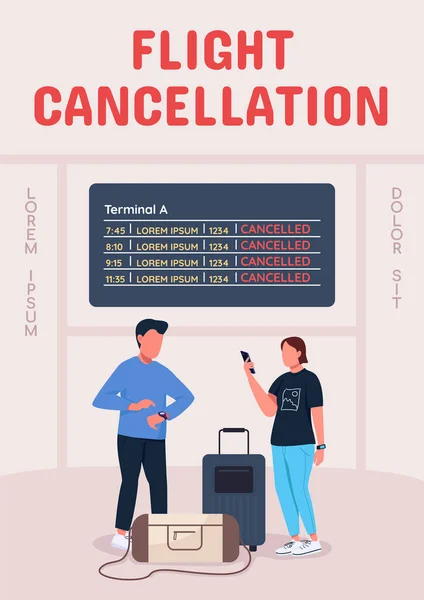 Affiche Annulation Vol Modèle Vectoriel Plat Restrictions Déplacement Brochure Livret — Image vectorielle