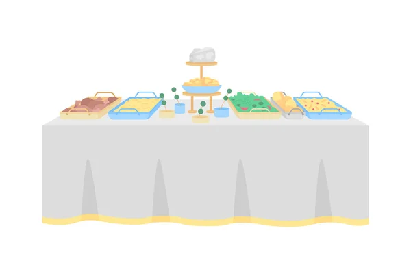 Mesa Buffet Para Recepción Boda Plana Objeto Vector Color Restaurante — Archivo Imágenes Vectoriales