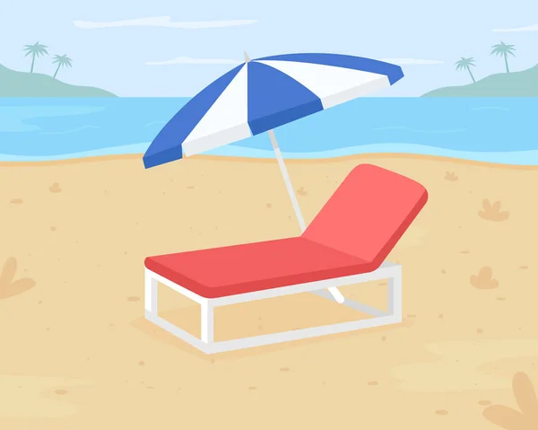 Détente Plage Vacances Appartement Couleur Vecteur Illustration Destination Plage Chaise — Image vectorielle