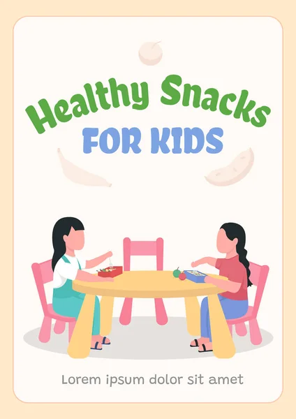 Snack Sani Poster Bambini Modello Vettoriale Piatto Pranzo Sacco Scuola — Vettoriale Stock