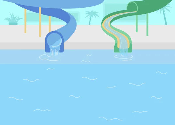 Wasserpark Flache Farbvektorabbildung Pipeline Für Unterhaltung Strömendes Wasser Der Tunnelgasse — Stockvektor