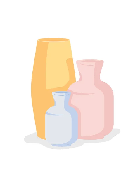 Handmade Pottery Vases Semi Flat Color Vector Object Ceramics Courses — Stock Vector