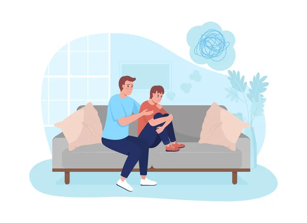 Parent Support Teen Son Vector Isolated Illustration Father Counseling Kid — Stock Vector