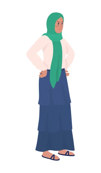 Irritated Woman Semi Flat Color Vector Character Standing Figure Full — Stock Vector