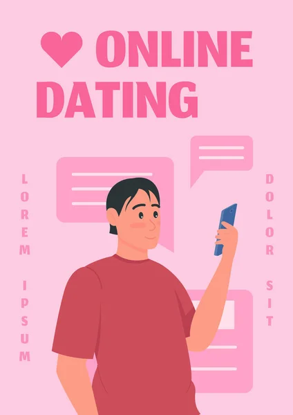 Online Dating Poster Platte Vector Template Zoek Partner Voor Een — Stockvector