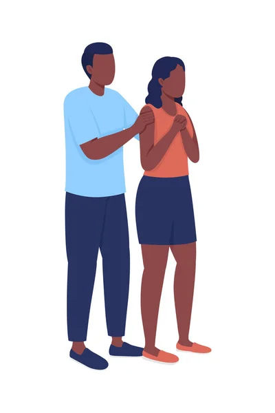Concerned Young Couple Semi Flat Color Vector Characters Standing Figures — Vettoriale Stock