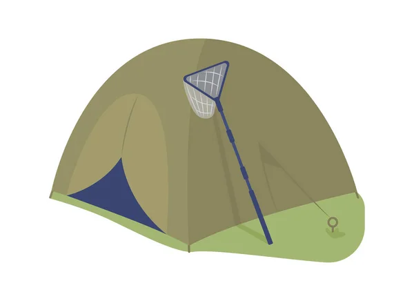 Camping Tent Semi Flat Color Vector Object Full Sized Element — Archivo Imágenes Vectoriales