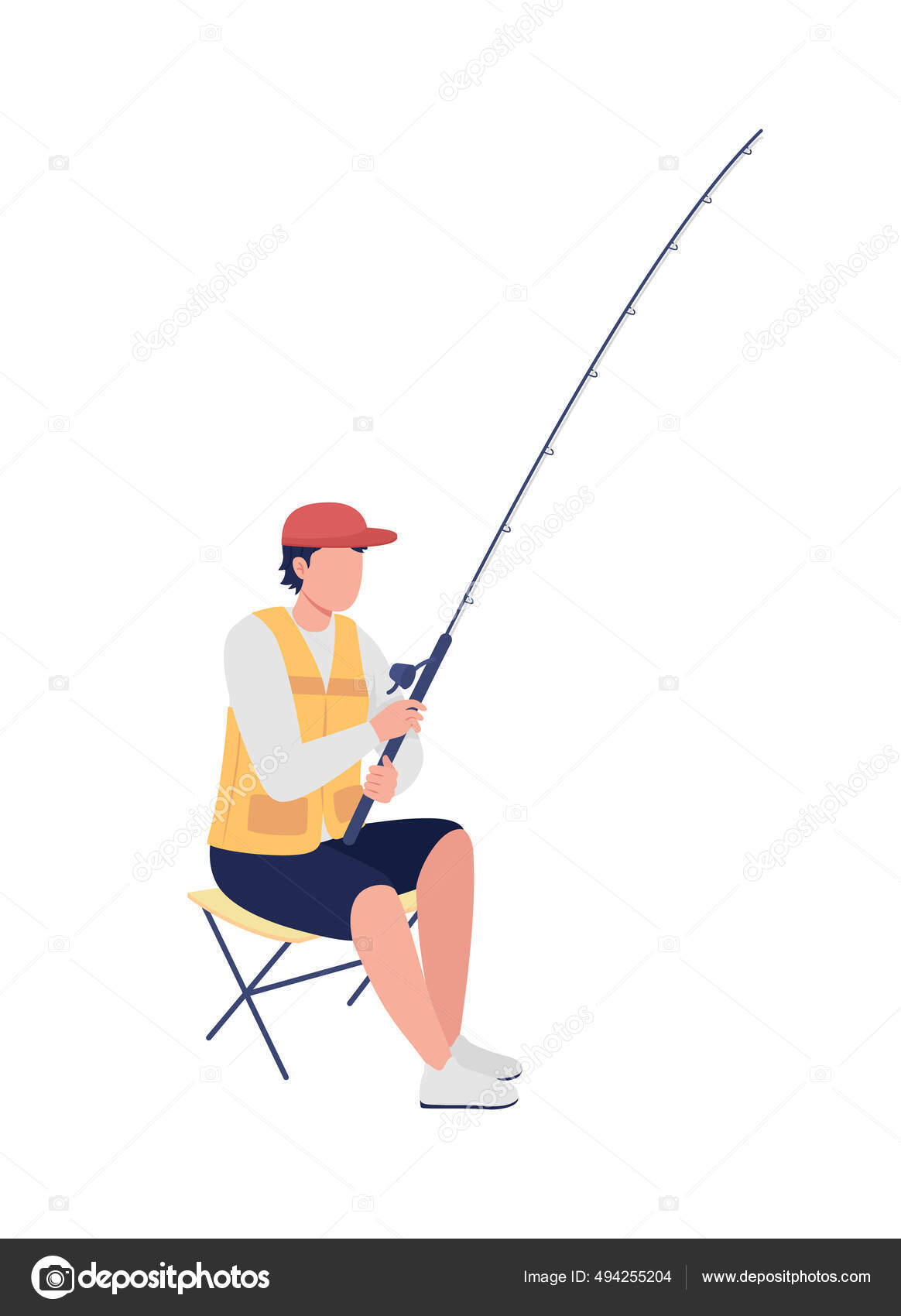 Amateur Fisherman Casting Rod Semi Flat Color Vector Character Full Stock  Vector by ©TheImg 494255204