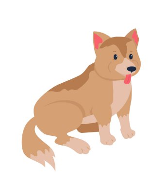 Melez köpek evlat edinme yarı düz renk vektör karakteri. Beyazın üstünde tam vücut hayvan. Melez köpek yavrusunu kurtarmak grafik tasarım ve animasyon için modern çizgi film stili çizimlerini izole etti