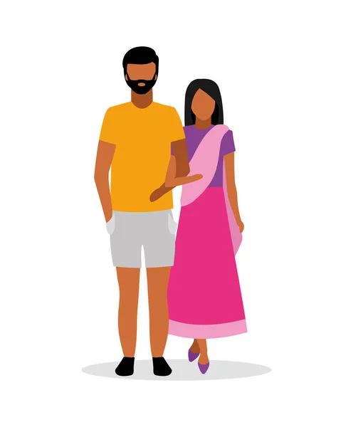Married Couple Semi Flat Color Vector Characters Standing Figures Full — Stock Vector