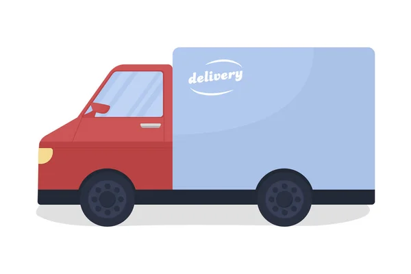 Delivery Van Semi Flat Color Vector Object Full Sized Item — Stock Vector