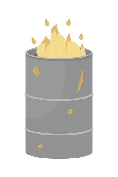 Fire Barrel Homeless People Semi Flat Color Vector Object Full — Stockvector