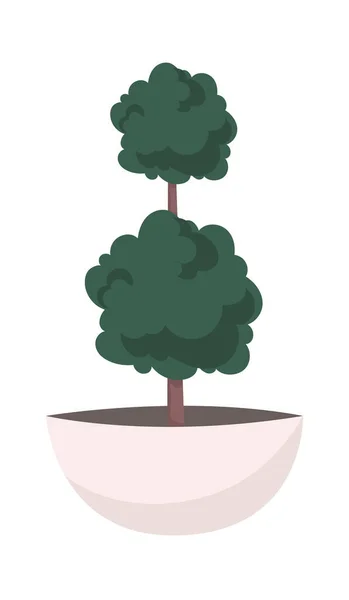 Árvore Interior Para Decoração Interiores Objeto Vetorial Cor Semi Plana — Vetor de Stock
