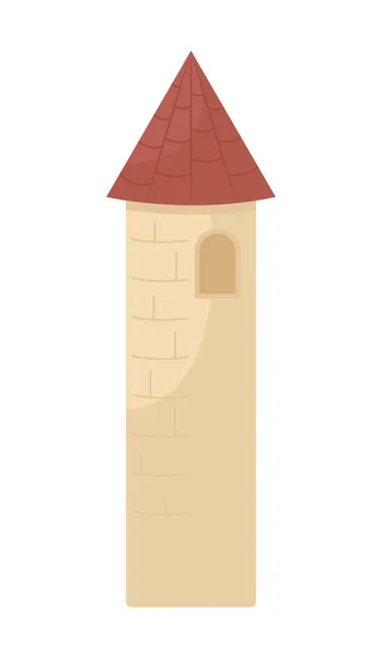 Medieval Castle Tower Semi Flat Color Vector Object Full Sized — Stockvector