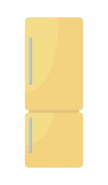 Sarı Buzdolabı Yarı Düz Renk Vektör Nesnesi Tam Boy Beyaz — Stok Vektör