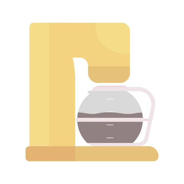 Kahve Makinesi Yarı Düz Renk Vektör Nesnesi Tam Boy Beyaz — Stok Vektör