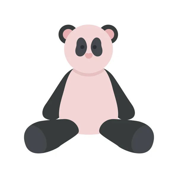 毛绒熊猫动物半扁平的颜色矢量对象 全尺寸的白色项目 幼儿园的装修 用于平面设计和动画的填充玩具隔离了现代卡通风格插图 — 图库矢量图片