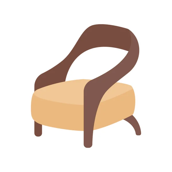 当代扶手椅半平色矢量对象 现代家具 全尺寸的白色项目 客厅椅子独立的现代卡通风格图解 用于平面设计和动画制作 — 图库矢量图片