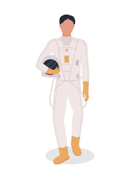 Astronaut Heading Spaceship Semi Flat Color Vector Character Full Body — Stockvector