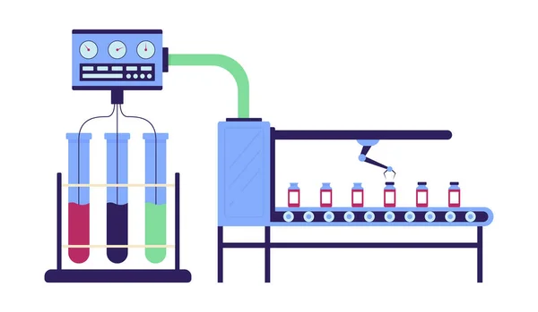 Aşı Üretimi Için Laboratuvar Düz Konsept Vektör Çizimi Laboratuvar Sıvısı — Stok Vektör