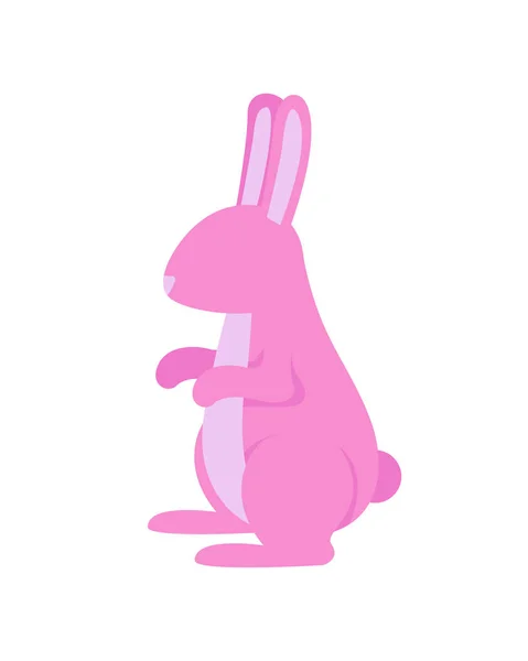 Розовый Пасхальный Кролик Полу Плоский Вектор Цвета Объекта Полноразмерный Предмет — стоковый вектор