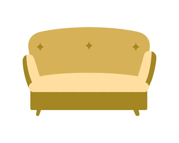 Comfy Mustard Couch Semi Flat Color Vector Object Full Sized — Stock Vector