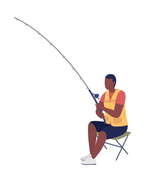 Επαγγελματίας Ψαράς Αδιάβροχο Σακάκι Ημι Επίπεδο Χρώμα Διάνυσμα Χαρακτήρα Ολόκληρο — Διανυσματικό Αρχείο