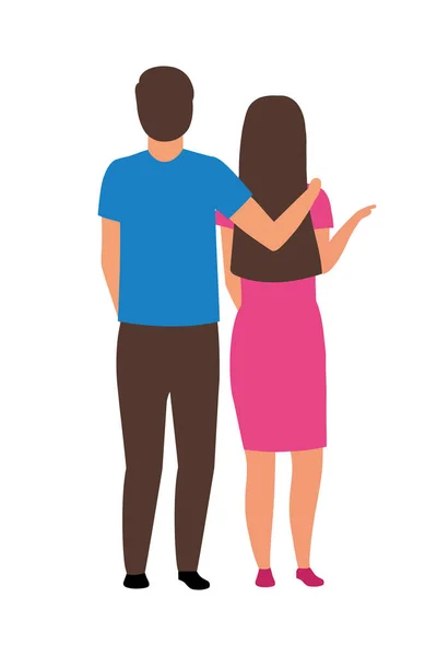 Couple Standing Together Semi Flat Color Vector Characters Full Body — Stock Vector