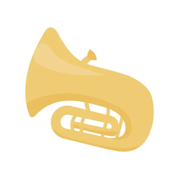 Tuba Instrumento Musical Semi Plana Vector Color Objeto Artículo Tamaño — Archivo Imágenes Vectoriales