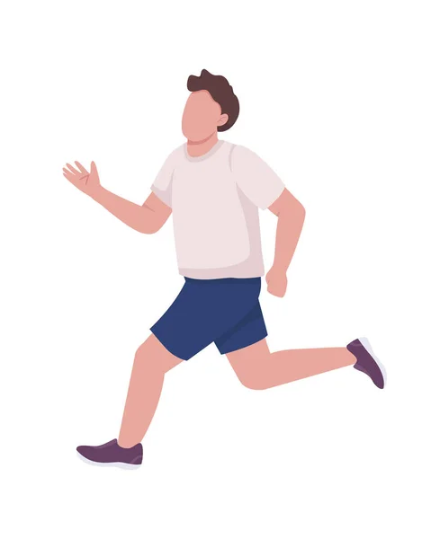 跑步运动员半扁平的颜色矢量字符 锻炼的常规 全身白皙的人用于图形设计和动画的运动隔离现代卡通风格图解培训 — 图库矢量图片