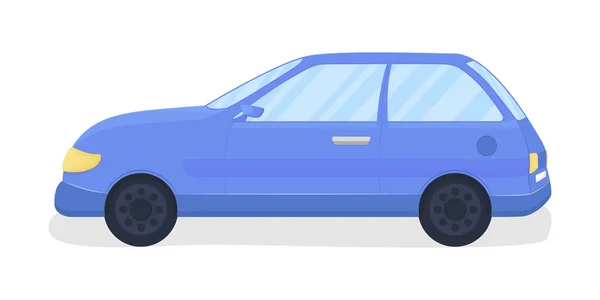파란색 자동차 흰색으로 품목이다 대리점을 방문하는 그래픽 디자인 애니메이션을 스타일의 — 스톡 벡터