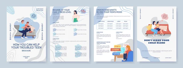 Hilfe Für Depressive Teenager Flat Vector Broschüre Vorlage Flyer Booklet — Stockvektor