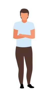 Man with crossed arms on chest semi flat color vector character. Full body person on white. Guy standing in defensive pose isolated modern cartoon style illustration for graphic design and animation vector Man with crossed arms on chest semi flat color vector character. Full body person on white. Guy standing in defensive pose isolated modern cartoon style illustration for graphic design and animation vector
