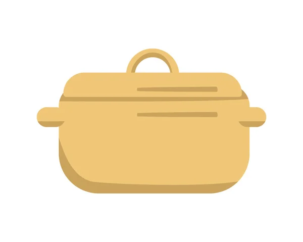 Kitchen Pot Полу Плоский Векторный Объект Нержавеющий Бытовой Пароход Полный — стоковый вектор
