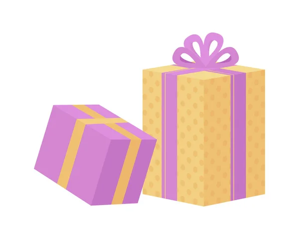 Wrapped Presents Semi Flat Color Vector Object Full Realistic Item — Stock Vector