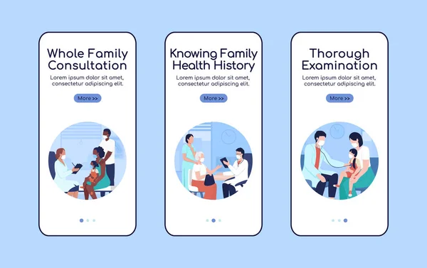 Consulenza Del Medico Famiglia Onboarding Schermo Dell App Mobile Modello — Vettoriale Stock