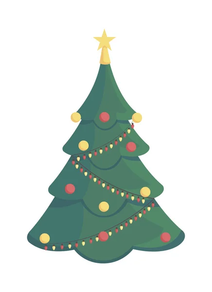 Χριστουγεννιάτικο Δέντρο Ημι Επίπεδο Χρώμα Διάνυσμα Αντικείμενο Χειμερινές Διακοπές Πλήρες — Διανυσματικό Αρχείο
