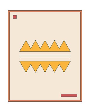 Soyut çerçeveli geometrik duvar sanatı 2D karikatür nesnesi. Üçgen şekilli minimalist poster. Modern sanat eserleri. Beyaz üzerine İskandinav dekor izole element düz vektör klipsleme sanatı. Benek illüstrasyonu